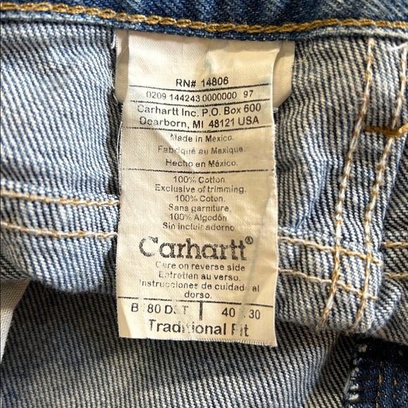Carhartt 5-Pocket blue jeans.  40 x 30 - Picture 10 of 10